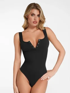 Shapewear Seamless Modal Henley Tank Bodysuit