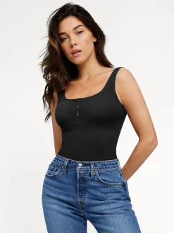 Shapewear Seamless Modal Henley Tank Bodysuit