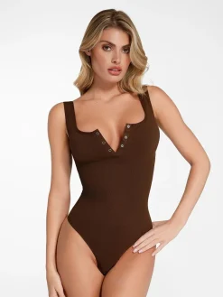 Shapewear Seamless Modal Henley Tank Bodysuit