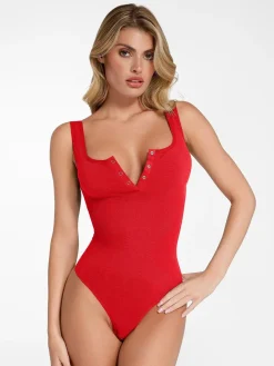 Shapewear Seamless Modal Henley Tank Bodysuit