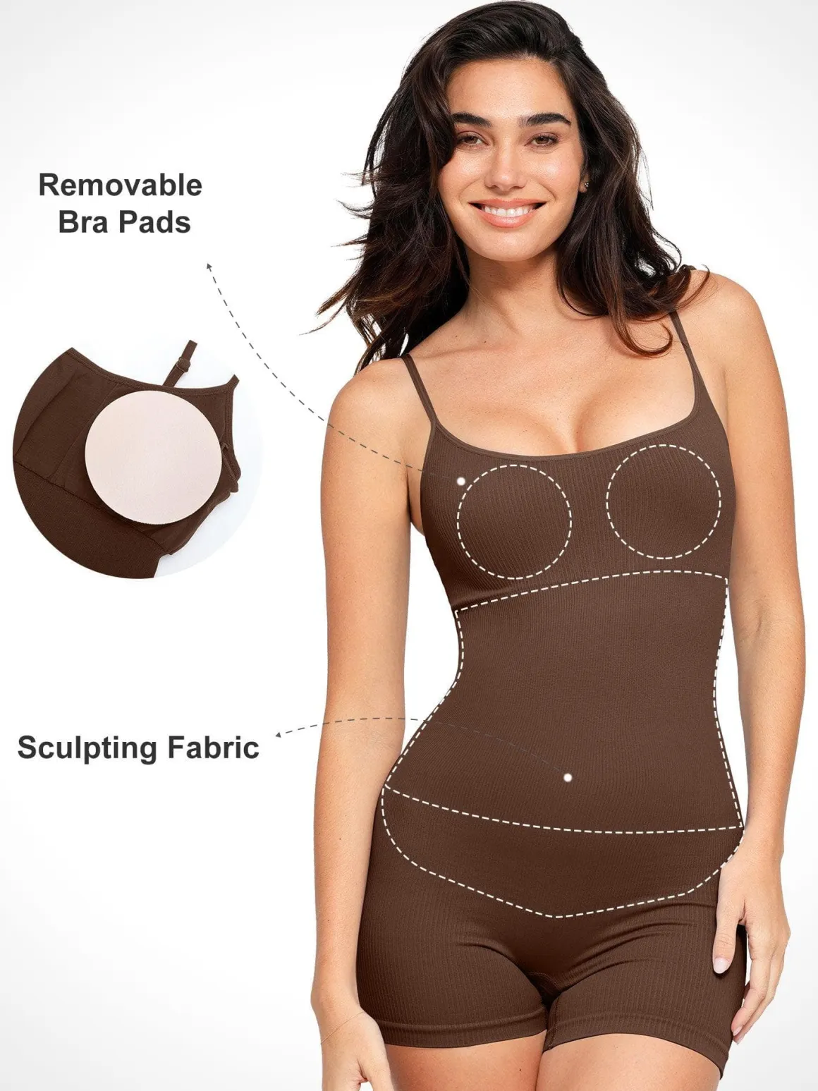Shapewear Seamless Rib Strappy Romper