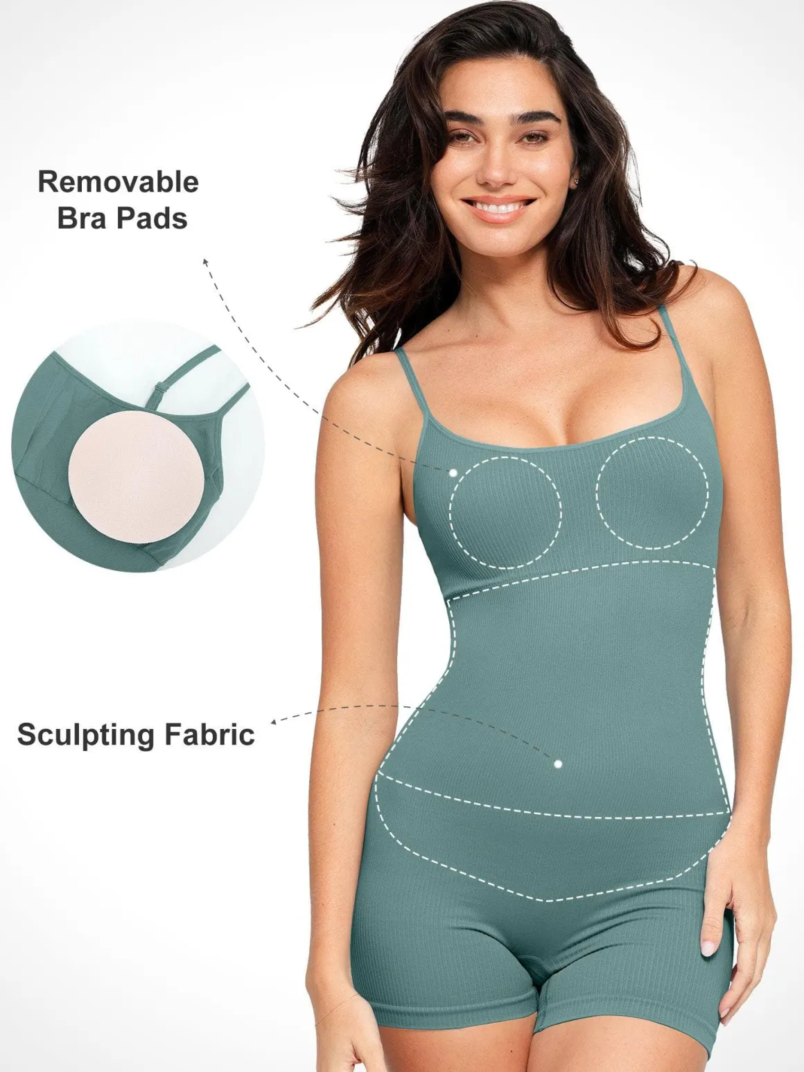 Shapewear Seamless Rib Strappy Romper