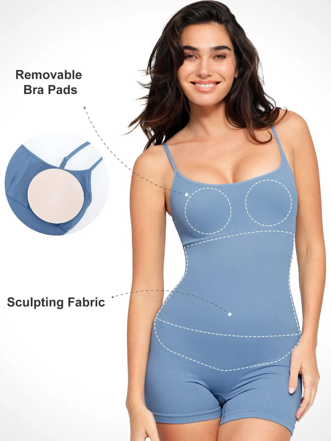 Shapewear Seamless Rib Strappy Romper