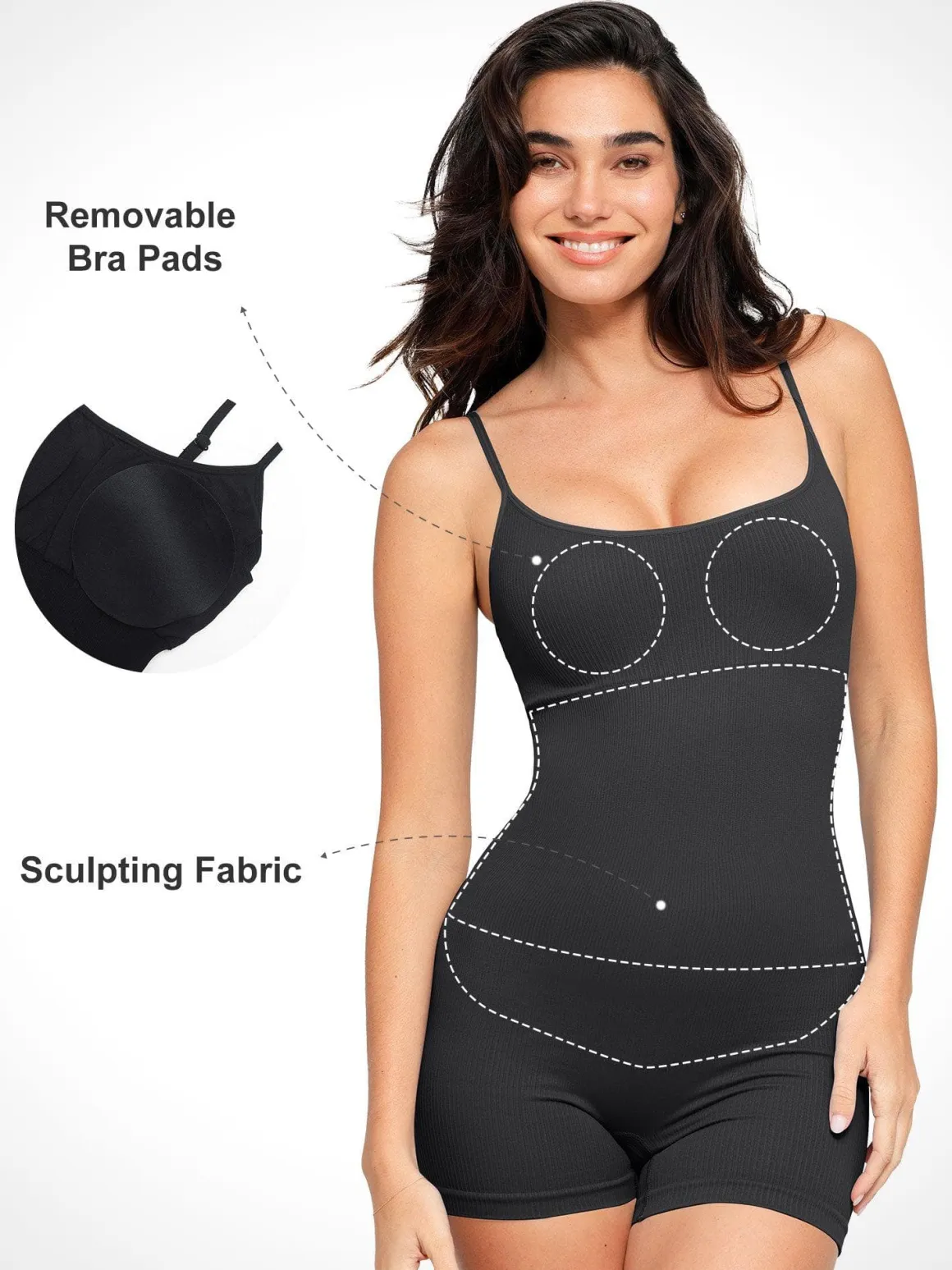 Shapewear Seamless Rib Strappy Romper