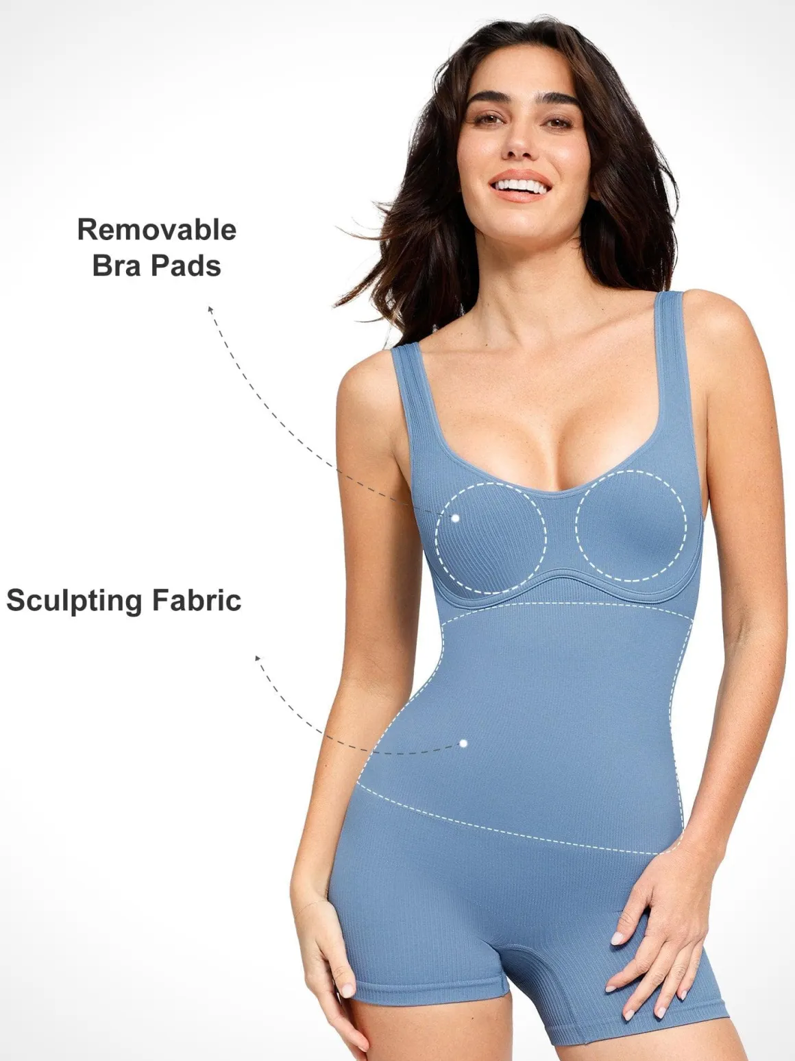 Shapewear Seamless Rib V-Neck Romper