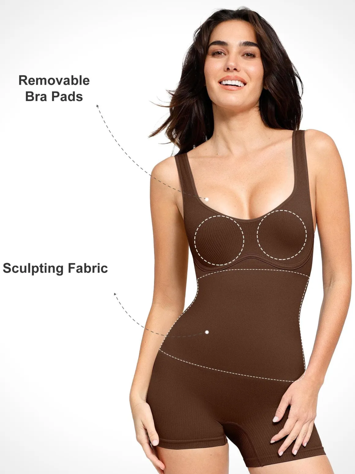 Shapewear Seamless Rib V-Neck Romper