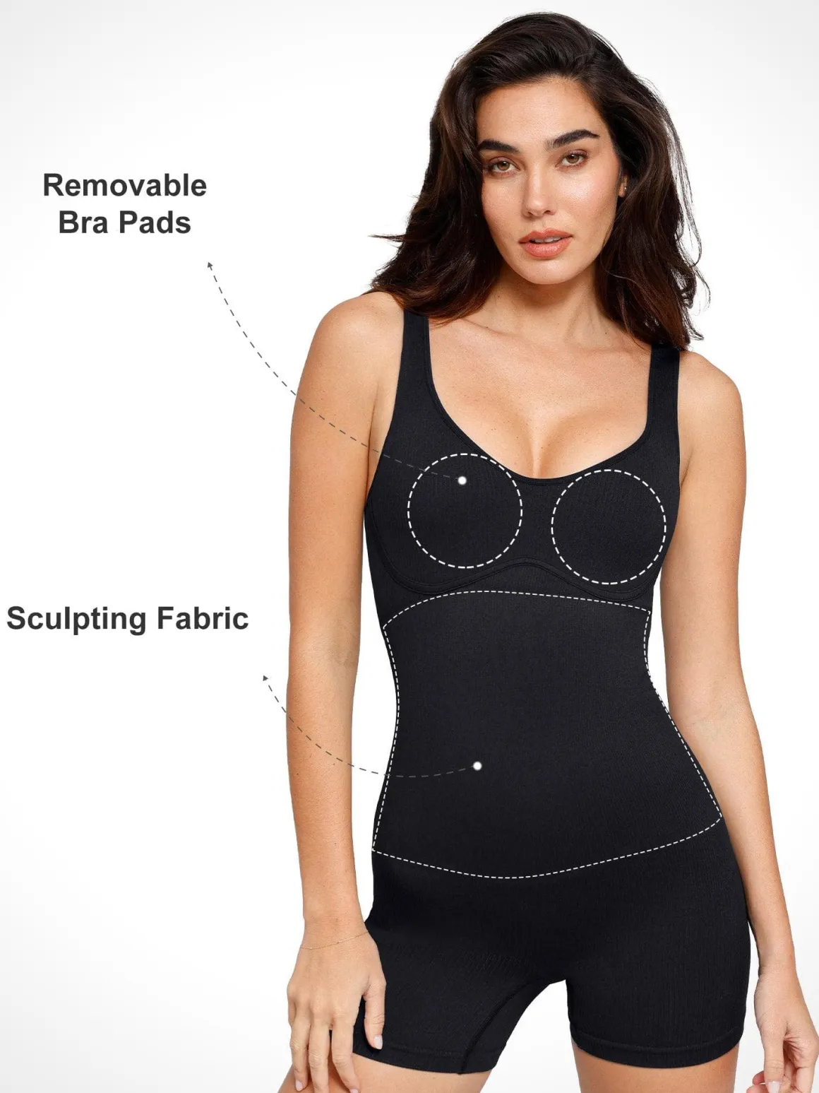 Shapewear Seamless Rib V-Neck Romper