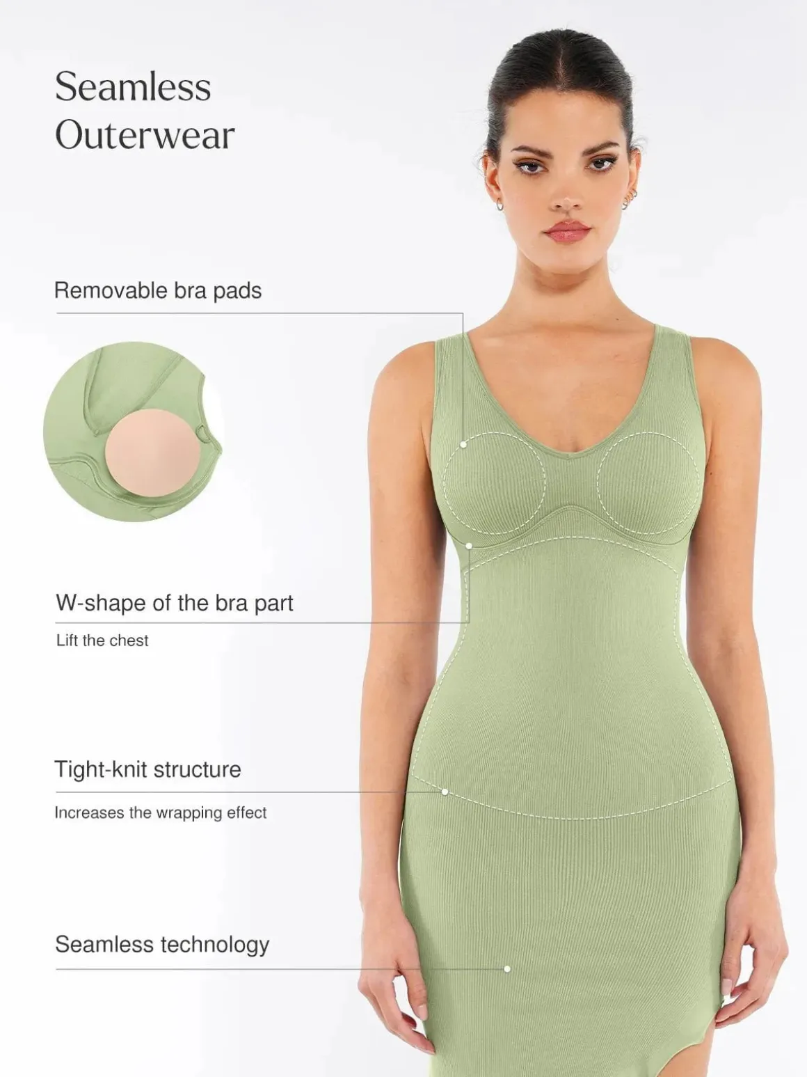 Shapewear Seamless Sleeveless Irregular Ruffled Hem Dress