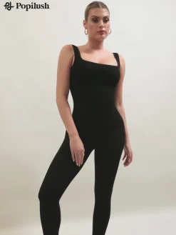 Shapewear Seamless Square Neck Tank Workout Jumpsuit