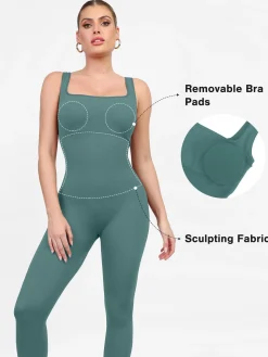 Shapewear Seamless Square Neck Tank Workout Jumpsuit