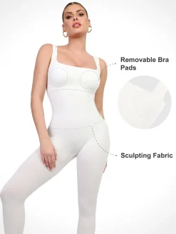 Shapewear Seamless Square Neck Tank Workout Jumpsuit