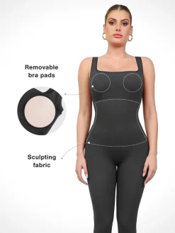 Shapewear Seamless Square Neck Tank Workout Jumpsuit