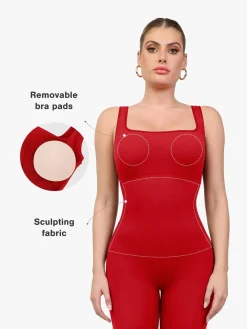 Shapewear Seamless Square Neck Tank Workout Jumpsuit