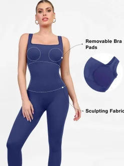 Shapewear Seamless Square Neck Tank Workout Jumpsuit