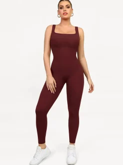 Shapewear Seamless Square Neck Tank Workout Jumpsuit