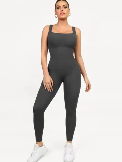 Shapewear Seamless Square Neck Tank Workout Jumpsuit