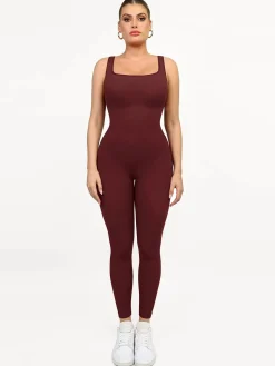 Shapewear Seamless Square Neck Tank Workout Jumpsuit