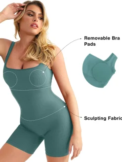 Shapewear Seamless Square Neck Smoothing Sport Romper