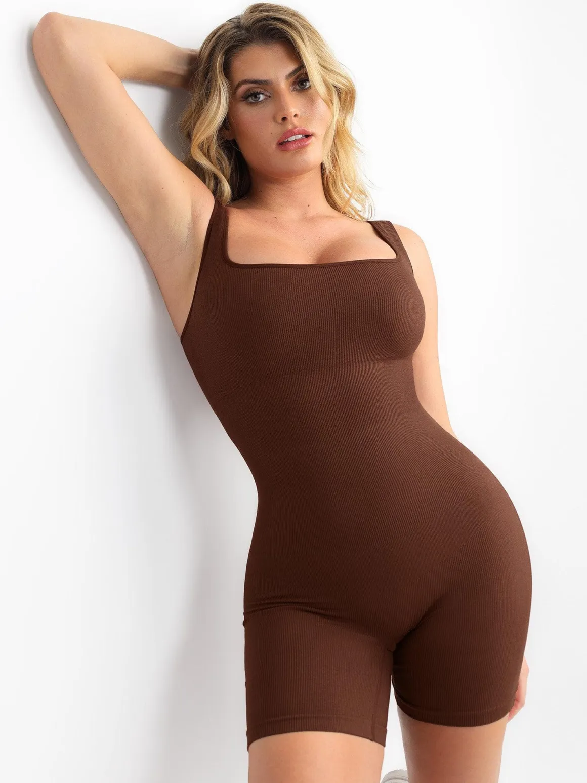 Shapewear Seamless Square Neck Smoothing Sport Romper