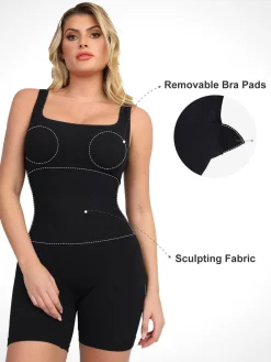 Shapewear Seamless Square Neck Smoothing Sport Romper