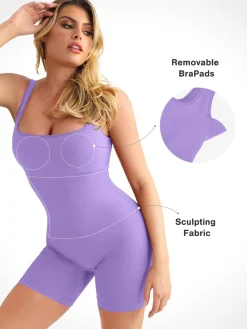 Shapewear Seamless Square Neck Smoothing Sport Romper