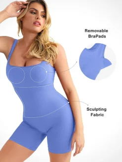 Shapewear Seamless Square Neck Smoothing Sport Romper