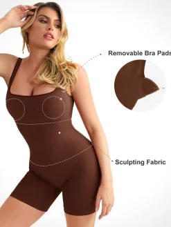 Shapewear Seamless Square Neck Smoothing Sport Romper