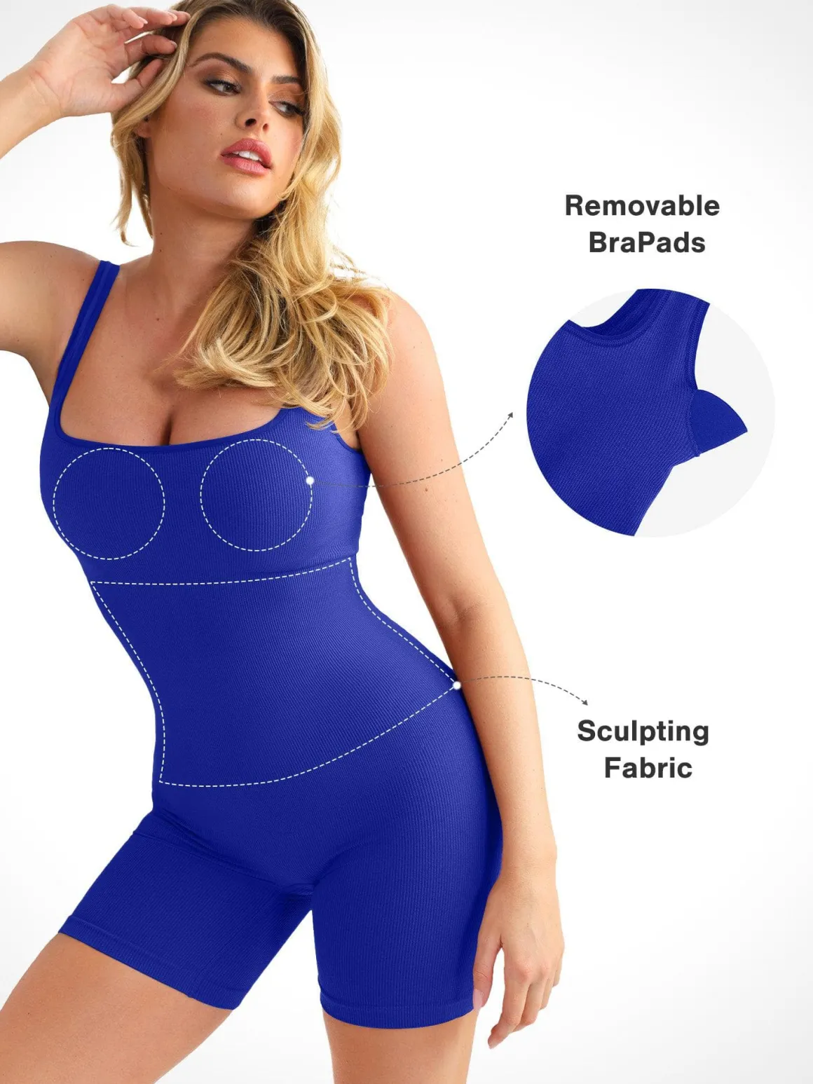 Shapewear Seamless Square Neck Smoothing Sport Romper