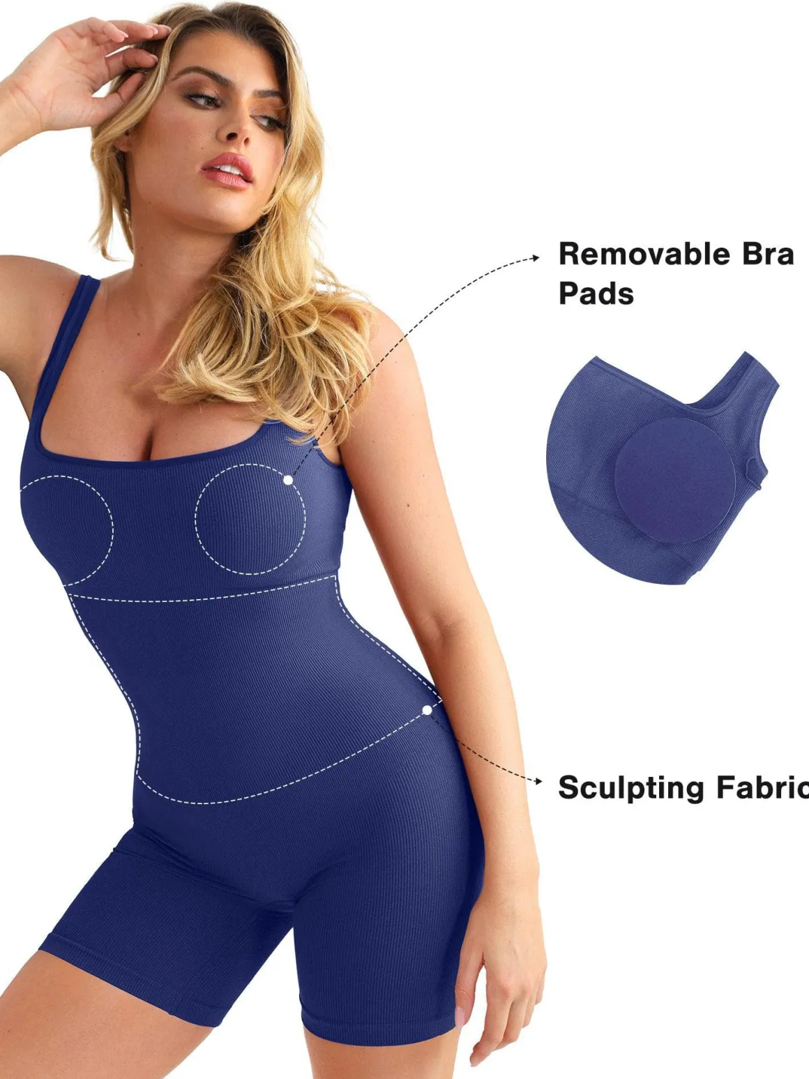 Shapewear Seamless Square Neck Smoothing Sport Romper