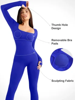 Shapewear Seamless Thumb Hole Long Sleeve Jumpsuit