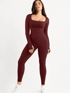 Shapewear Seamless Thumb Hole Long Sleeve Jumpsuit