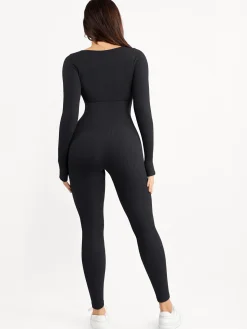 Shapewear Seamless Thumb Hole Long Sleeve Jumpsuit