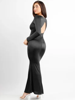 Shapewear Shine Long Sleeve Cut-Out Hourglass Maxi Dress