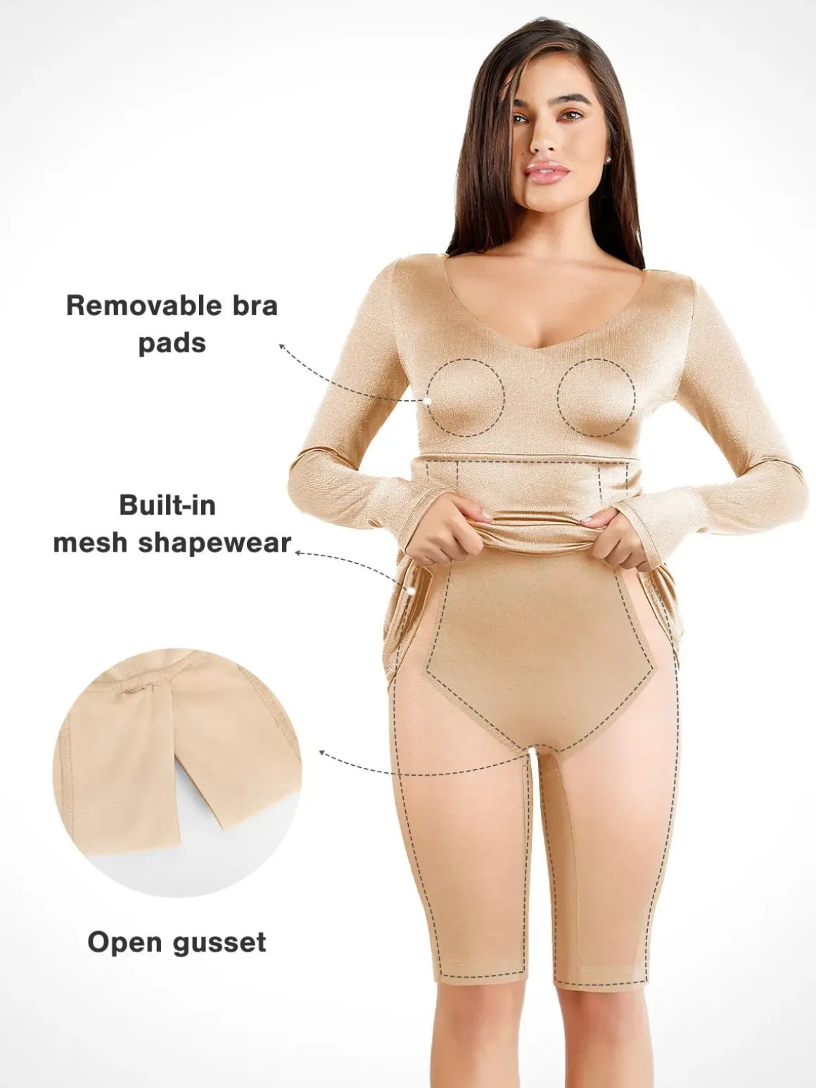 Shapewear Shine Long Sleeve Cut-Out Hourglass Maxi Dress