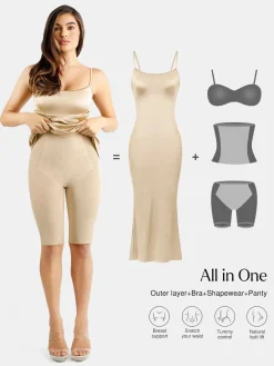 Shapewear Shine Slimming Tummy Control Maxi Slip Dress
