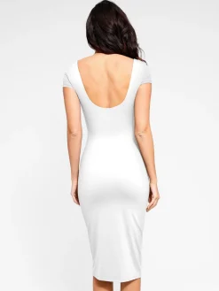 Shapewear Short Sleeve Low-Back Bodycon Midi Dress