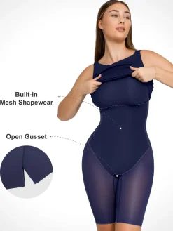 Shapewear Sleeveless Boatneck Sculpting Midi Work Dress