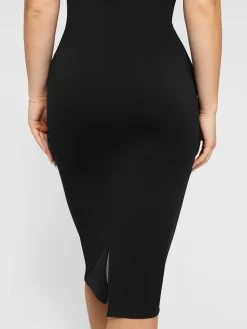 Shapewear Sleeveless Boatneck Sculpting Midi Work Dress