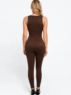 Shapewear Sleeveless Body-Sculpting Zip Front Jumpsuit