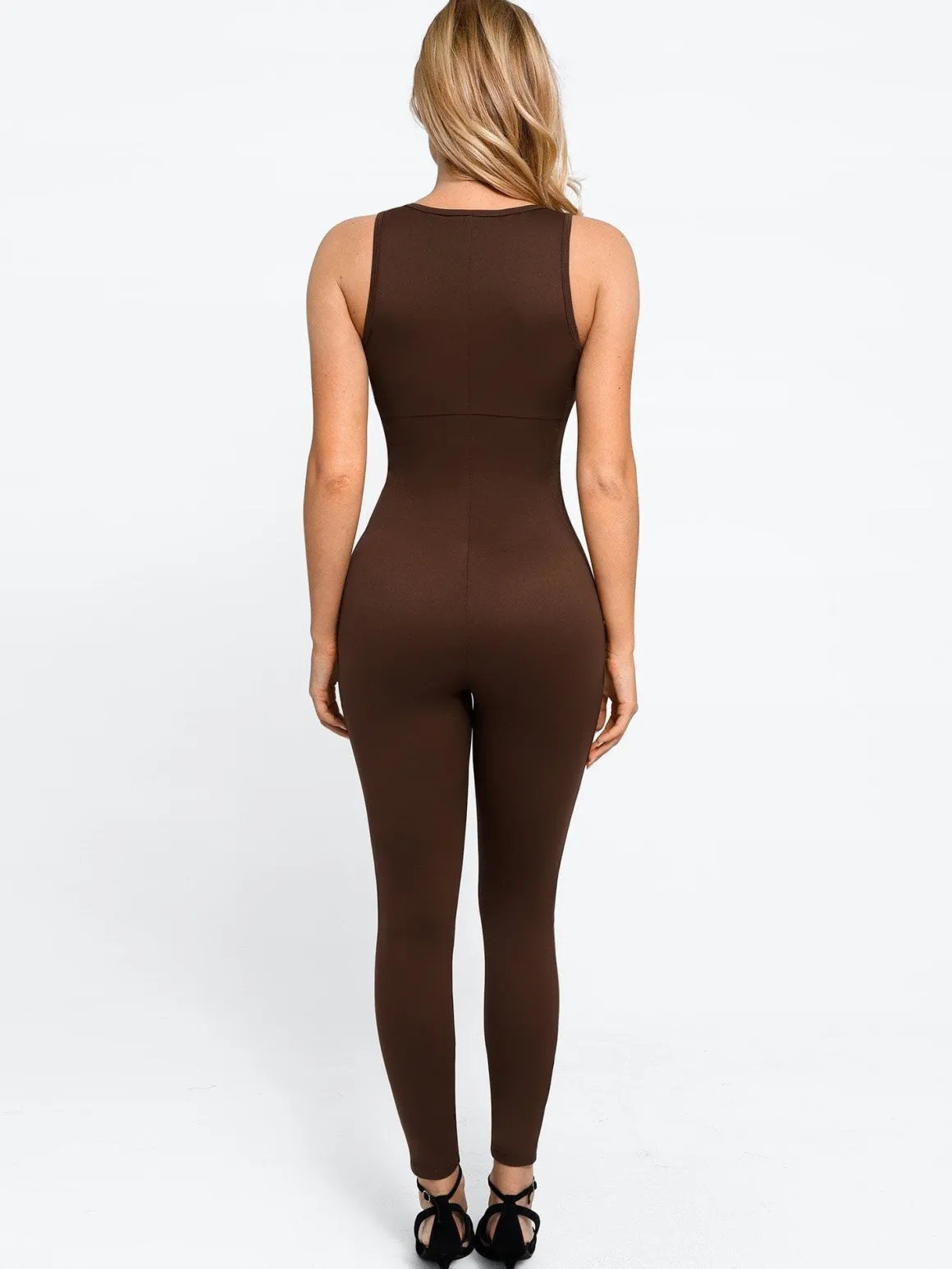 Shapewear Sleeveless Body-Sculpting Zip Front Jumpsuit