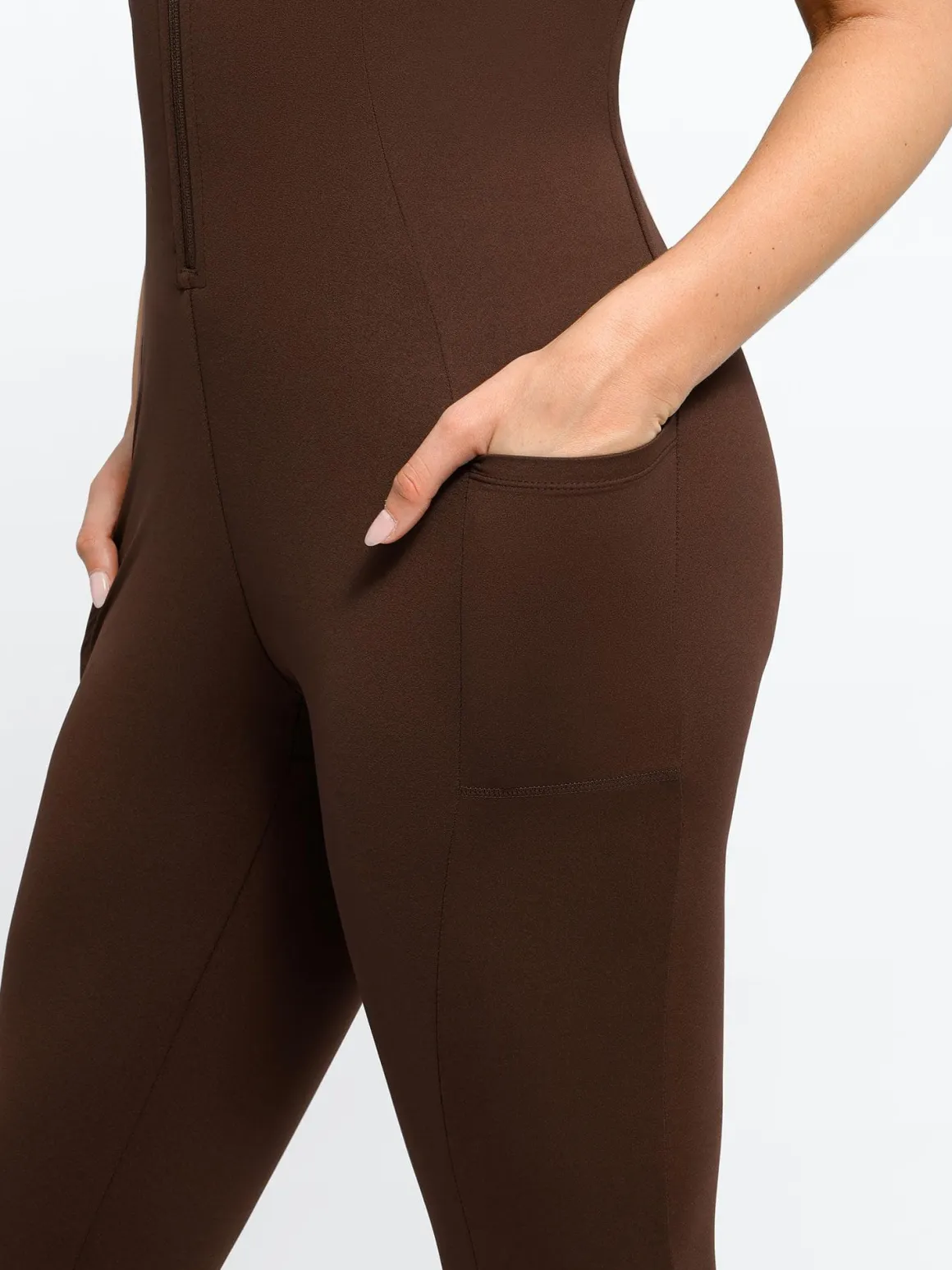 Shapewear Sleeveless Body-Sculpting Zip Front Jumpsuit