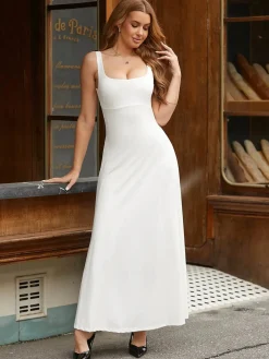Shapewear Sleeveless Square Neck Houglass A-Line Maxi Dress