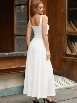 Shapewear Sleeveless Square Neck Houglass A-Line Maxi Dress