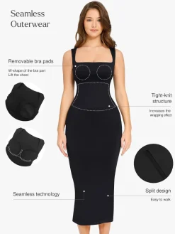 Shapewear Sleeveless Square Neck Slimming Seamless Dress