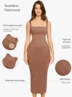 Shapewear Sleeveless Square Neck Slimming Seamless Dress