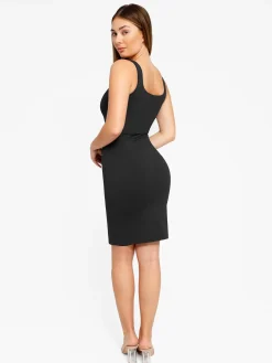 Shapewear Sleeveless Square Neck Sculpting Midi Work Dress