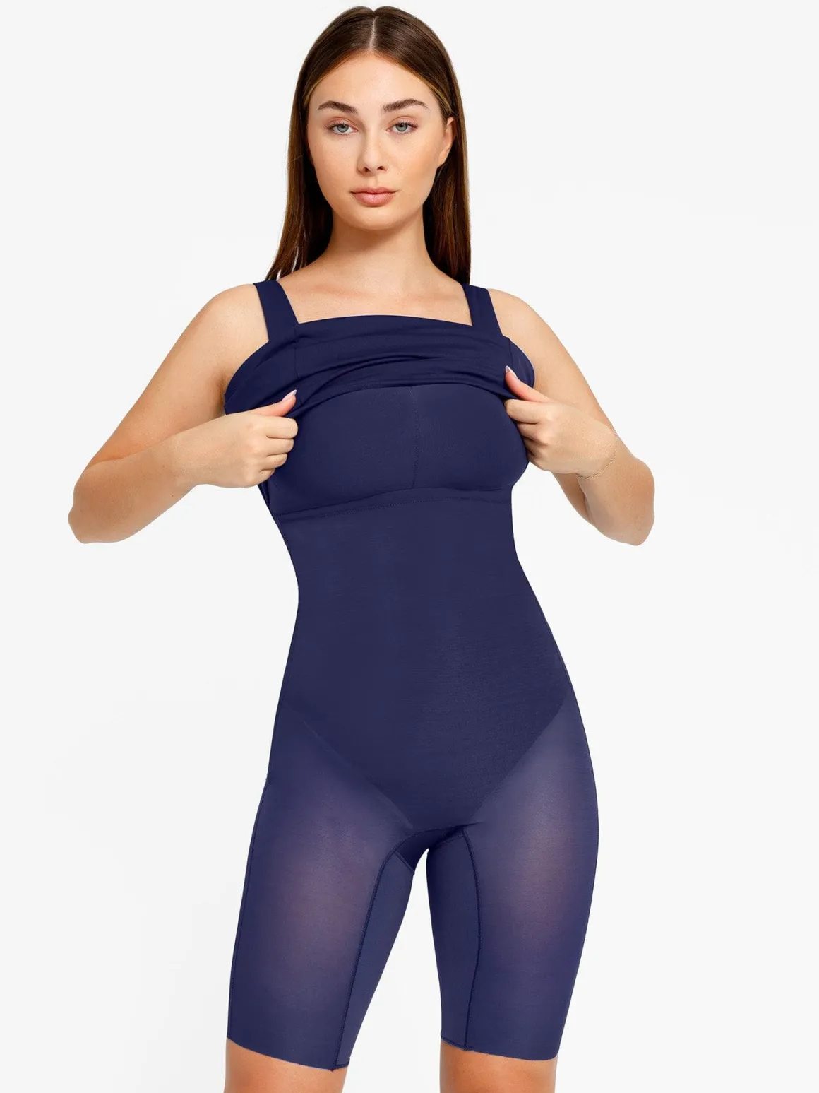 Shapewear Sleeveless Square Neck Sculpting Midi Work Dress
