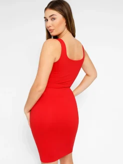 Shapewear Sleeveless Square Neck Sculpting Midi Work Dress