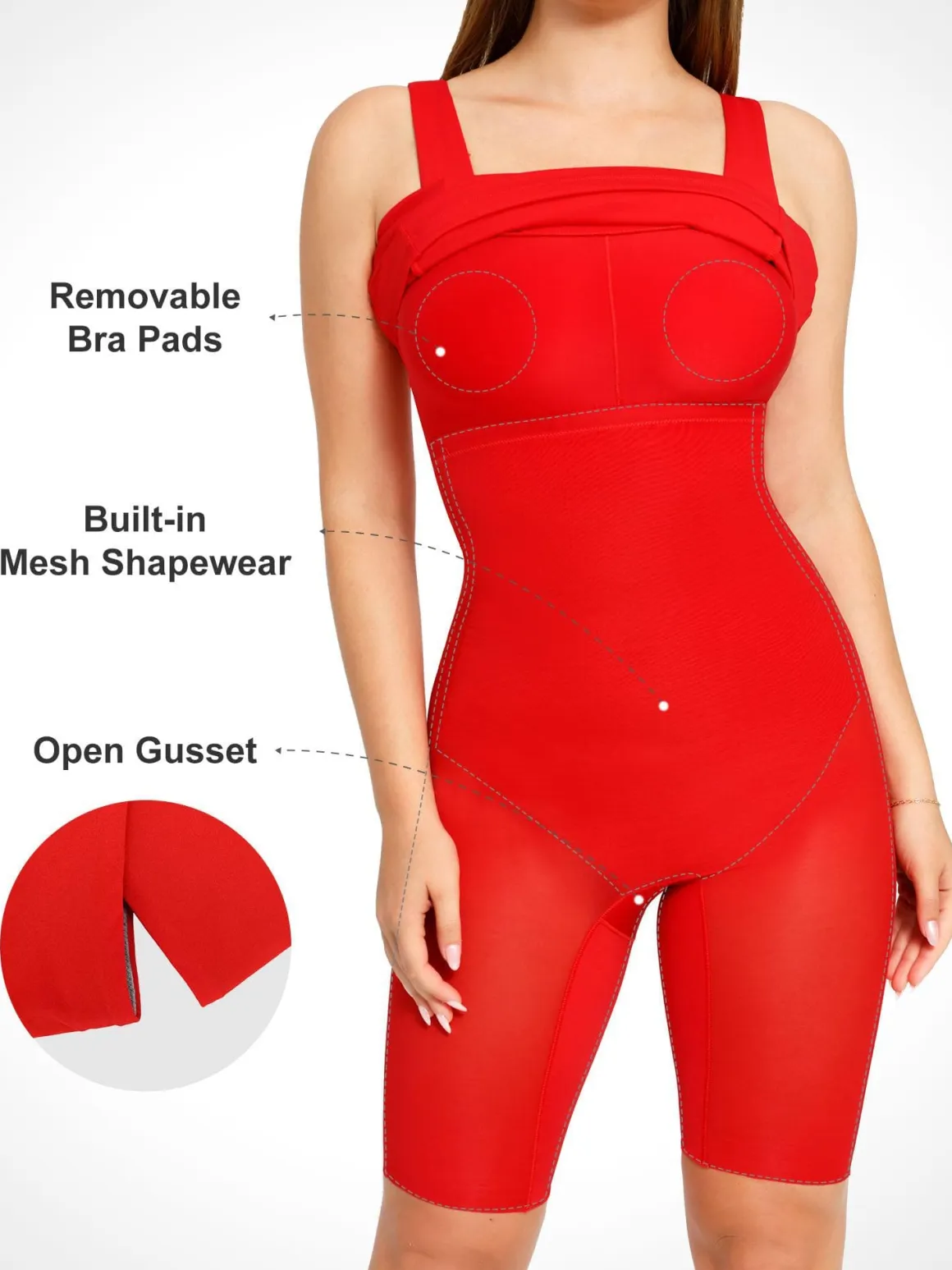 Shapewear Sleeveless Square Neck Sculpting Midi Work Dress