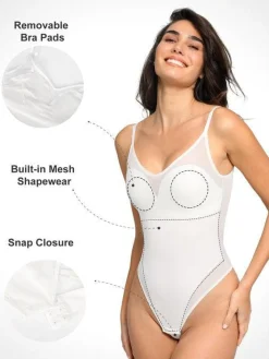 Shapewear Slimming Illusion Mesh Camisole Bodysuit